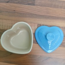 Le Creuset light blue heart ramekin with lid 0.3L Valentine/Love