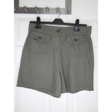 TU Sainsburys Shorts Size UK 10 Khaki Green Linen Mix Womens