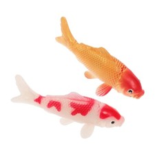 2 Pcs Fish Tank Decor Fake Floating Realistic Artificial Koi Goldfish Model