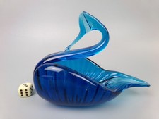 Vintage Blue Glass Swan