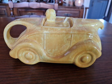1940’s Sadler Racing Car Teapot Mottled Yellow Novelty Collectable