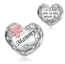 MAMMY PINK FLOWER HEART CHARM