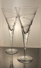 2 Large Crystal water goblets by Godinger “Spiral” pattern USA 375ml 10”tall