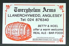 Matchbox label Pub Twrryhelun