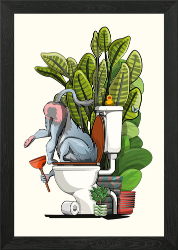 Mandrill using toilet framed - using,