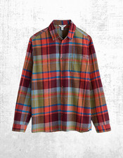 Ex Seasalt Men’s Long Sleeve Brushed Cotton Plaid Shirt in Red Multi
