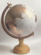 Vintage White & Rose Copper Globe Rotating Atlas Home Decor Office Desk Ornament