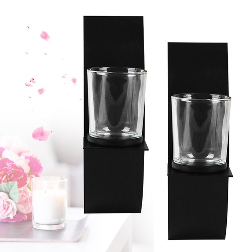 2pcs metal candlestick black - metal,