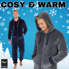 Mens ALL IN ONE 1ONESIE LOUNGE WEAR FLANNEL FLEECE PYJAMAS NIGHTWEAR SLEEPWEAR