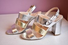 LADIES MARKS & SPENCER INSOLIA SILVER / GOLD SANDALS SIZE 4.5
