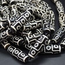 DZI 9 Eyes Agate Barrel Beads