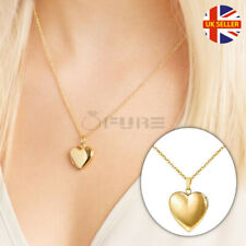 Elegant Gold Picture Photo Holder Locket Heart Shaped Pendant Clavicle Necklace