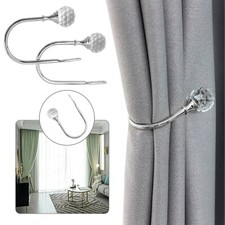 2X Silver Metal Crystal Curtain Holdback Wall Tie Backs Hooks Hanger Holder New