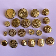 Job lot vintage glass buttons all with gold lustre - lovely mix of styles