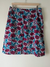 Seasalt Cotton A Line Skirt Size 12 Pockets Floral Paint Pot Pink Blue Lined