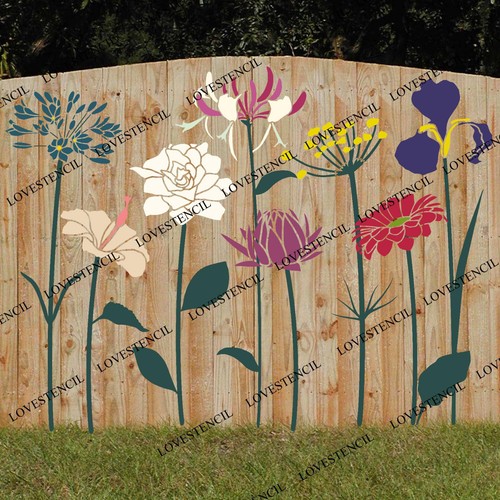 Garden fence wall stencils - garden, xl