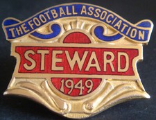 THE FOOTBALL ASSOCIATION 1949 STEWARD Badge Brooch pin 41mm x 32mm