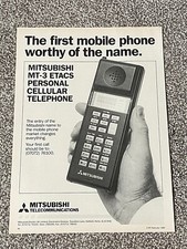 Collectable 1989 Magazine Advert Picture Mitsubishi MT-3 ETACS Mobile Phone Ad