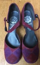 VINTAGE 70s SUEDE DIAMOND PLATFORM SANDAL SHOE GLAM ROCK Sz 5.5 DOLCIS BIBA ERA
