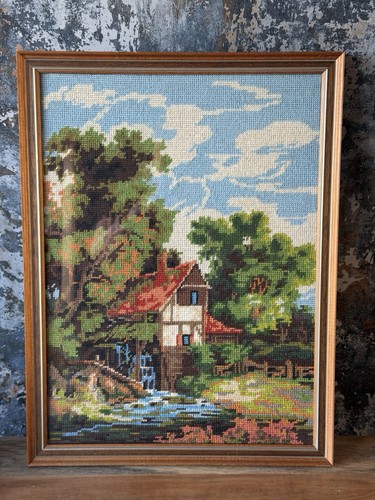 Vintage framed needlepoint - framed,