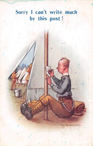 Postcard comic military - ,