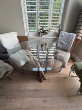 Bespoke Driftwood Dining Table with Round Glass Top