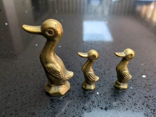 Vintage solid brass mama - mama, duck