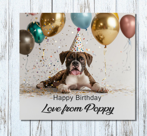 Boxer dog birthday - card,