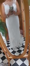 ivory lace wedding dress used size 14 with train in excellent  condition 