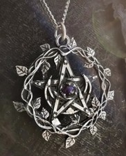 PENTAGRAM WREATH WICCAN PENDANT NECKLACE 