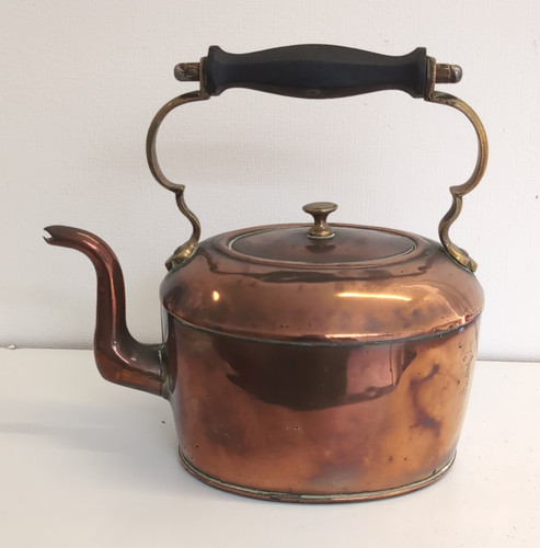 Copper round manual tea kettle - copper,
