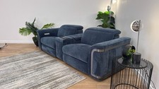 Sofology Plaza Fabric 2.5 Seater Smart Console Power Recliner in Denim