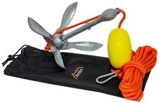 Andes 3.3lb 1.5kg Steel Grapple Anchor Kit for Small Boat/kayak/Canoe, 10m Rope