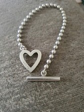 GUCCI STERLING SILVER BOULE POPCORN HEART BRACELET SIZE 19 RRP £265