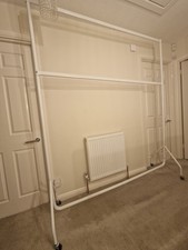 6ft Wide x 7ft Tall Two-Tier White Commercial Heavy Duty Steel Clothes Rail