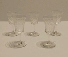 5 Edwardian Sherry Port Glasses Lady Hamilton Pall Mall Etched Liqueur Glasses