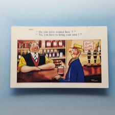 Comic Postcard C1965 Pub Bass Beer Bottle Do You Serve Women Bring Your Own TROW