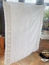 Ivory Vtg Tablecloth Linen Crochet Hand Knit lace Trim HANDMADE 122cm