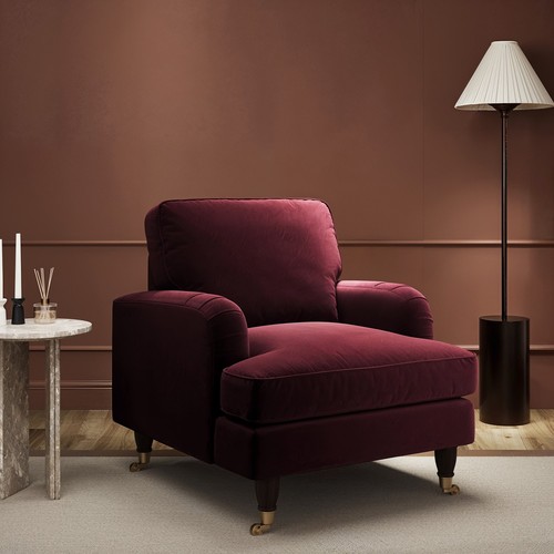 Burgundy velvet armchair - burgundy,
