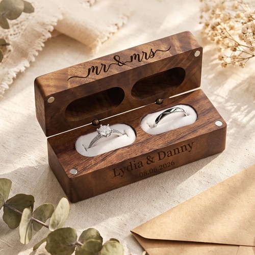Personalised wooden ring - wooden, box