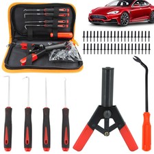 Plastic Rivet Gun Garage Bodyshop Hand Riveter + 40 Rivets + 4 Pick Hook Tool UK