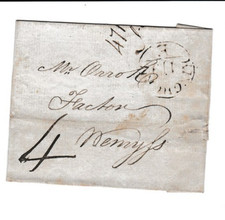 NS29/7 GB SCOTLAND 1814 KINGHORN MILEAGE MARK WRAPPER 4d RATE TO EAST WEMYSS