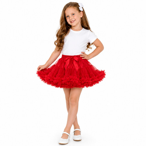 Girls red luxury tutu skirt - red,