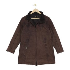 Barbour Cameron Waxed Jacket Womens Size 16 Brown Full Zip Overcoat