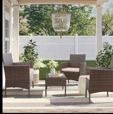 4PC Rattan Garden Patio Furniture Set Outdoor In Brown Chair Sofa Coffee Table