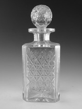 Thomas WEBB Crystal - WELLINGTON Cut - Square Whisky Decanter - 10"