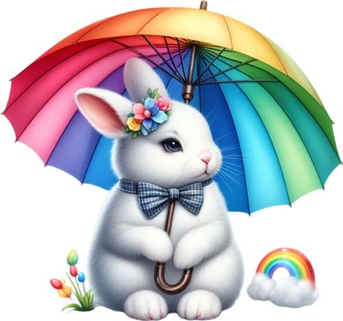 Easter bunny rainbow - easter, umbrella