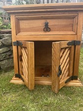 Rustic Wooden Cabinet  with Iron Hinges & Lattice Doors