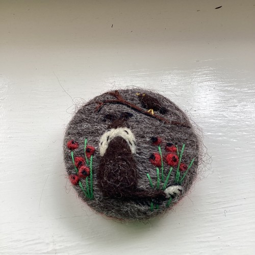 Needle felt brooch - needle, &