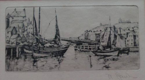 Old original etching - old, signed